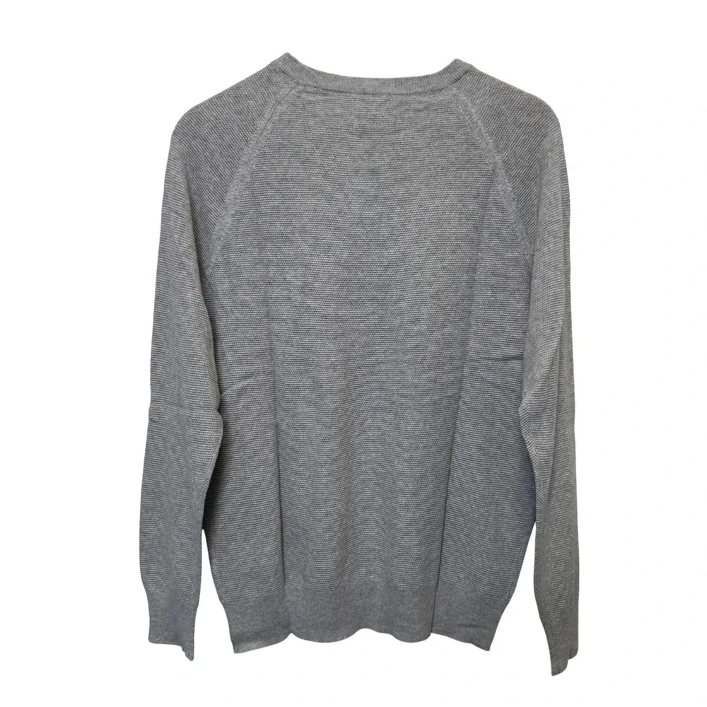 J.Crew Mens Sweater XL Grey Cotton Textured Raglan Sleeve Lightweight Casual